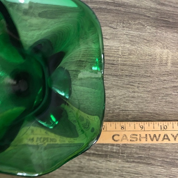 Vtg Emerald Green Glass Basket with Handle - Picture 9 of 14